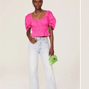 Pink Puff Sleeve Blouse